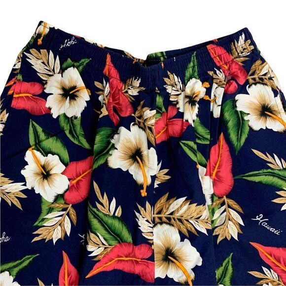 Vintage Hawaiian T Shirt Shorts Set XL Cream Floral Short Sleeve Aloha Tiki Time - Picture 7 of 9